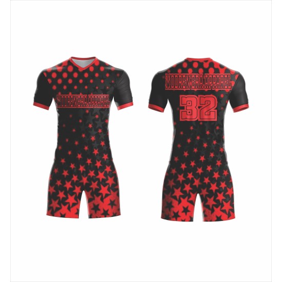 100% Polyester Men's Soccer Kit Custom Name Full Football Wear Sublimation T-shirt Jerseys Uniforms Set